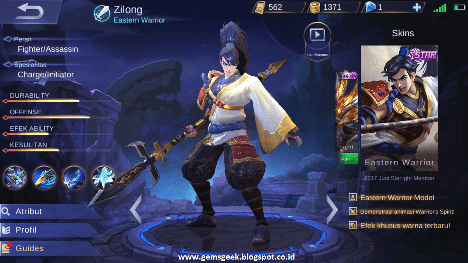 Yun Zhao Zilong Mobile Legends Son Of The Great Dragon Gemsgeek
