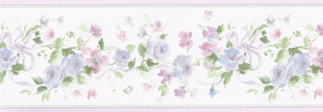 Purple Elegant Floral Wallpaper Border Garden