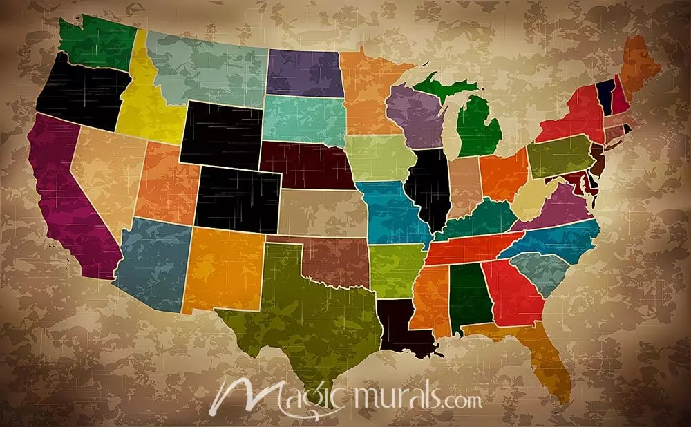 🔥 Free download Colorful USA Map Wallpaper Mural by MagicMuralscom