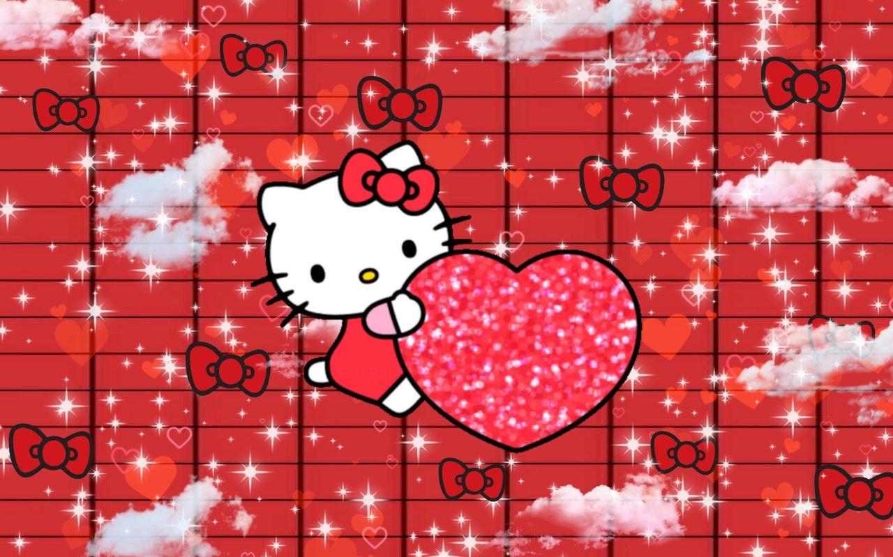 Hello Kitty Sanrio Red Aesthetic Desktop Wallpaper