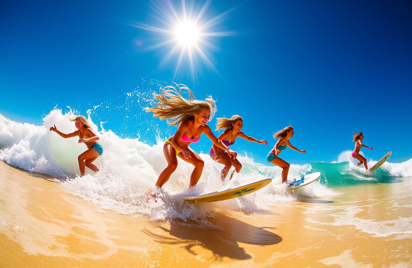 Girls Surfing Wallpaper