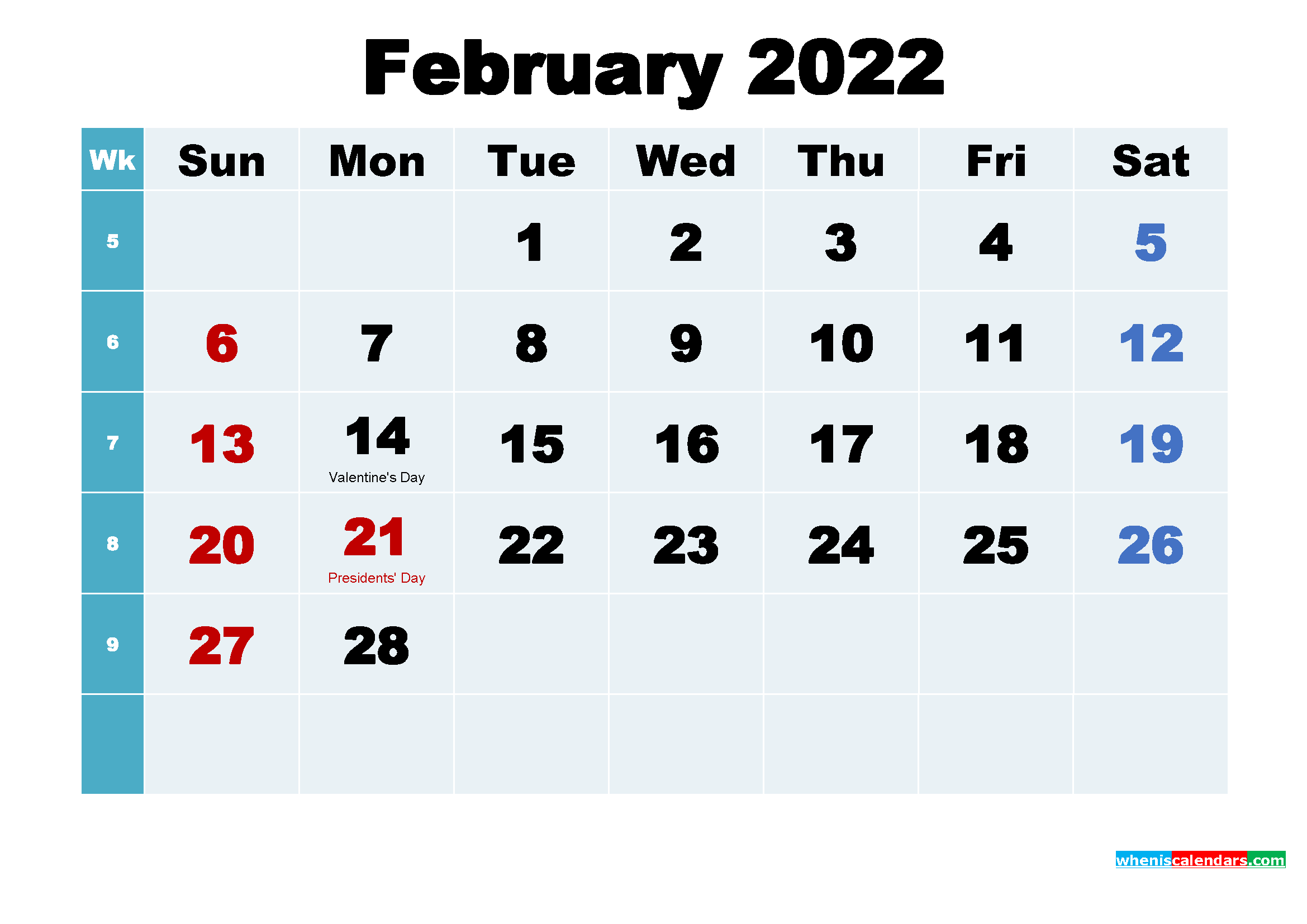 Free Printable February 2022 Calendar Wallpaper   2339x1654