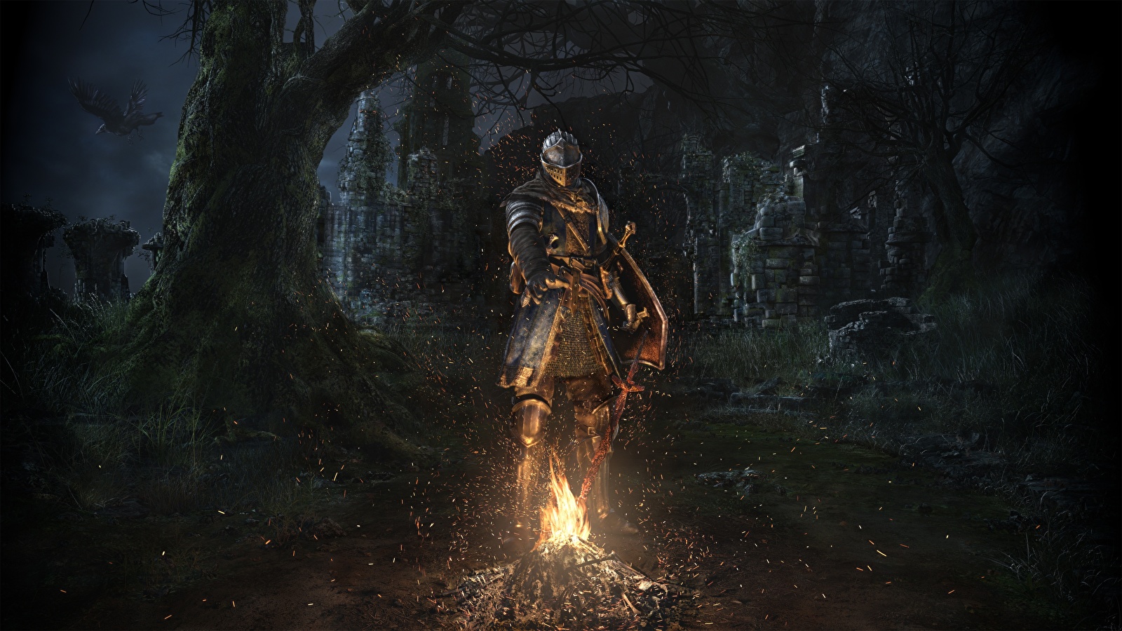 Wallpaper Dark Souls Armour Knight Bonfire Remastered