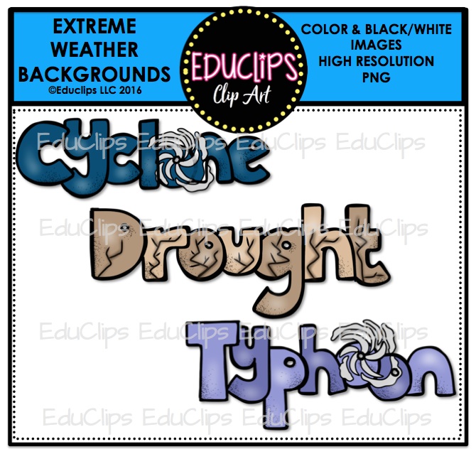 Extreme Weather Background Clip Art Bundle Color And B W Wele