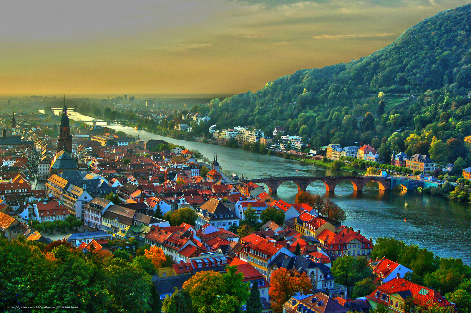 Wallpaper Heidelberg Germany Neckar River Desktop