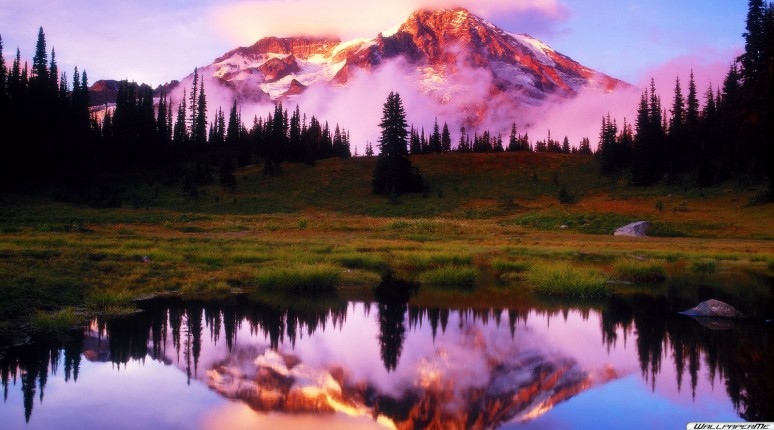 Sonnenuntergang Mount Rainier Wallpaper Hintergrundbilder