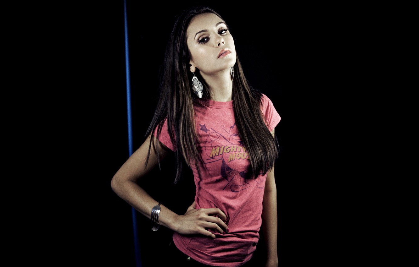 Wallpaper Pose Model Makeup Actress Brunette T Shirt