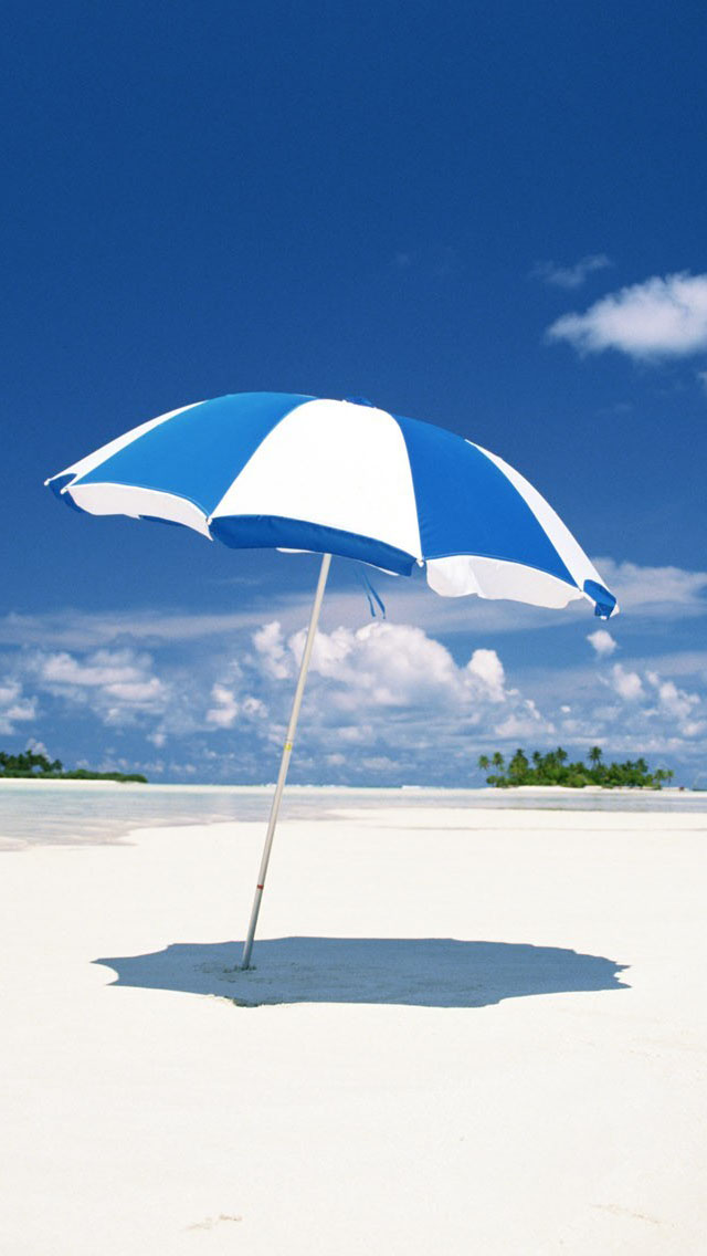 Blue Beach Umbrella Wallpaper iPhone
