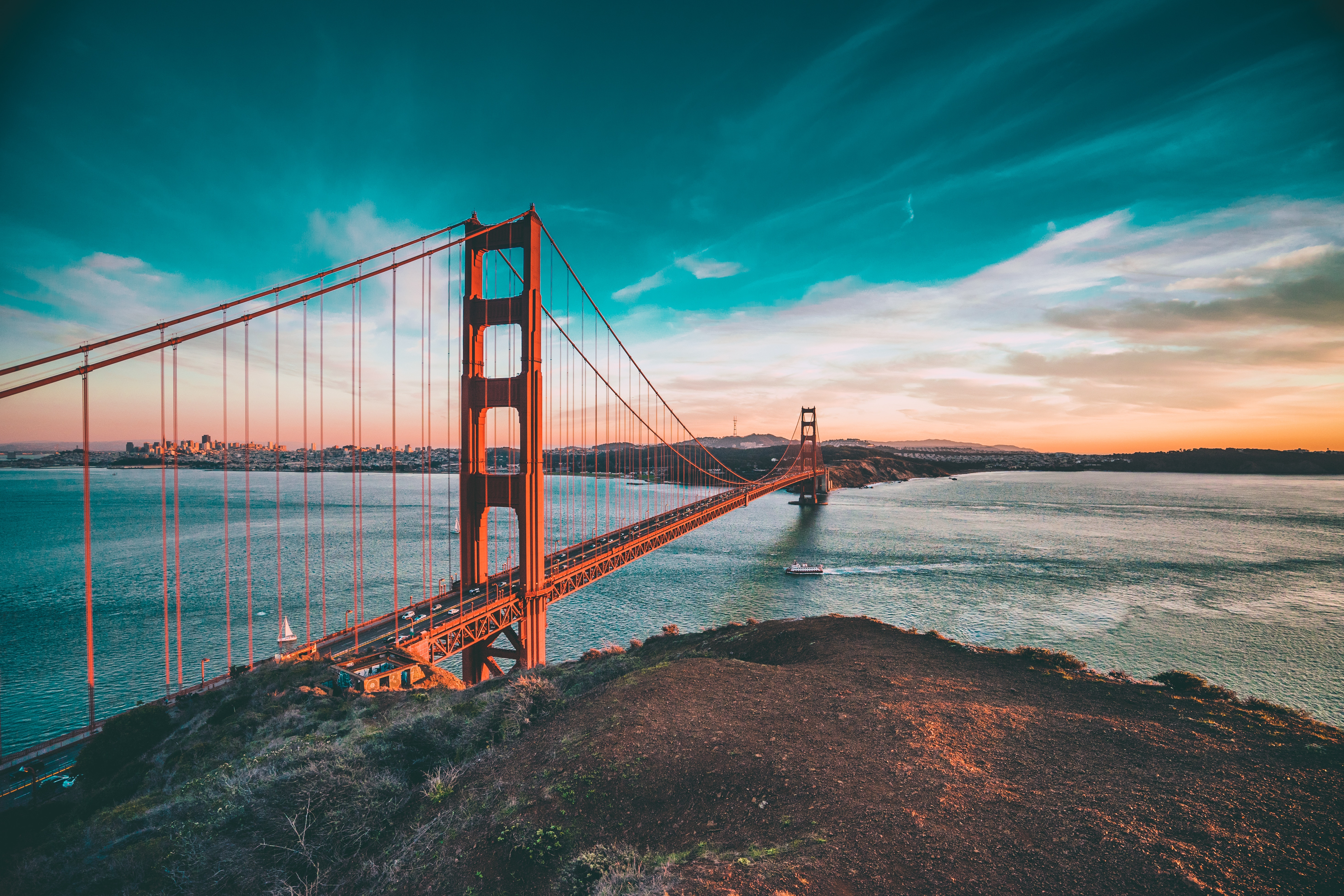 Sunset Sky Golden Gate Bridge At