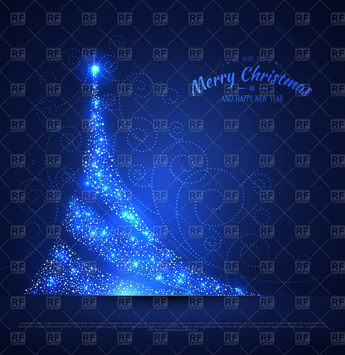Abstract Blue Glowing Christmas Tree Xmas Background Vector