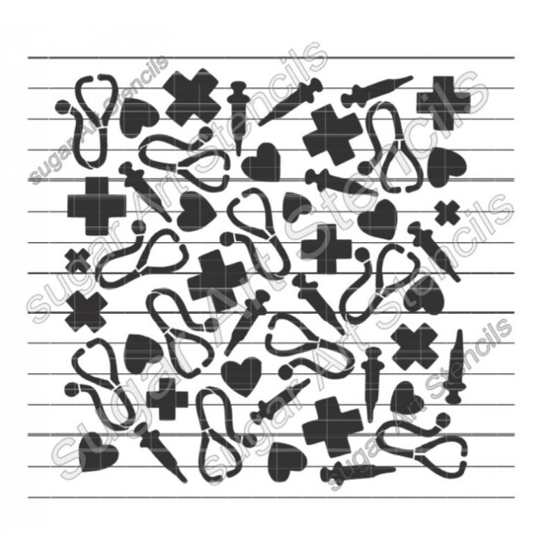 Medical Nurse Background Cookie Stencil Pattern My00229