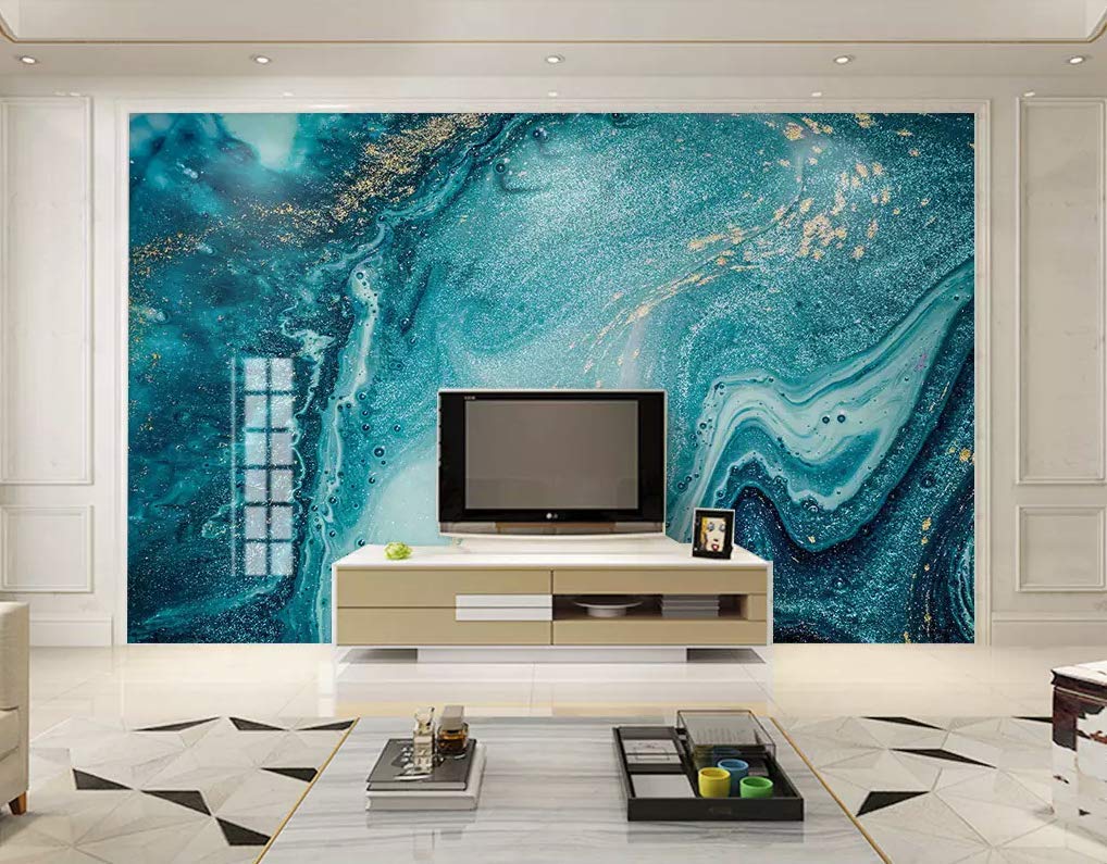 Amazon Natural Turquoise Green Marble Stone Wallpaper Light