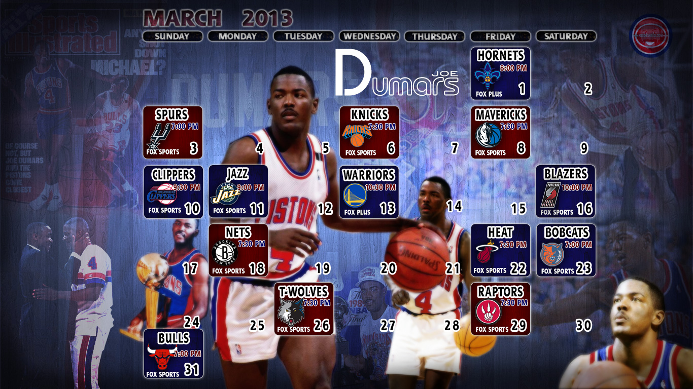 Dumars Detroit Pistons March Schedule Wallpaper Need4sheed