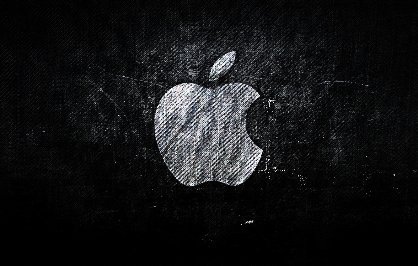 Wallpaper Grey Black Apple Logo Bitten Image For