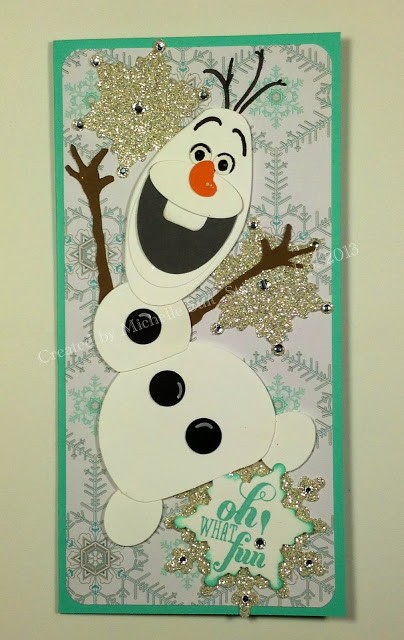 Christmas Frozen Olaf Paper Craft With Crystal Embellished