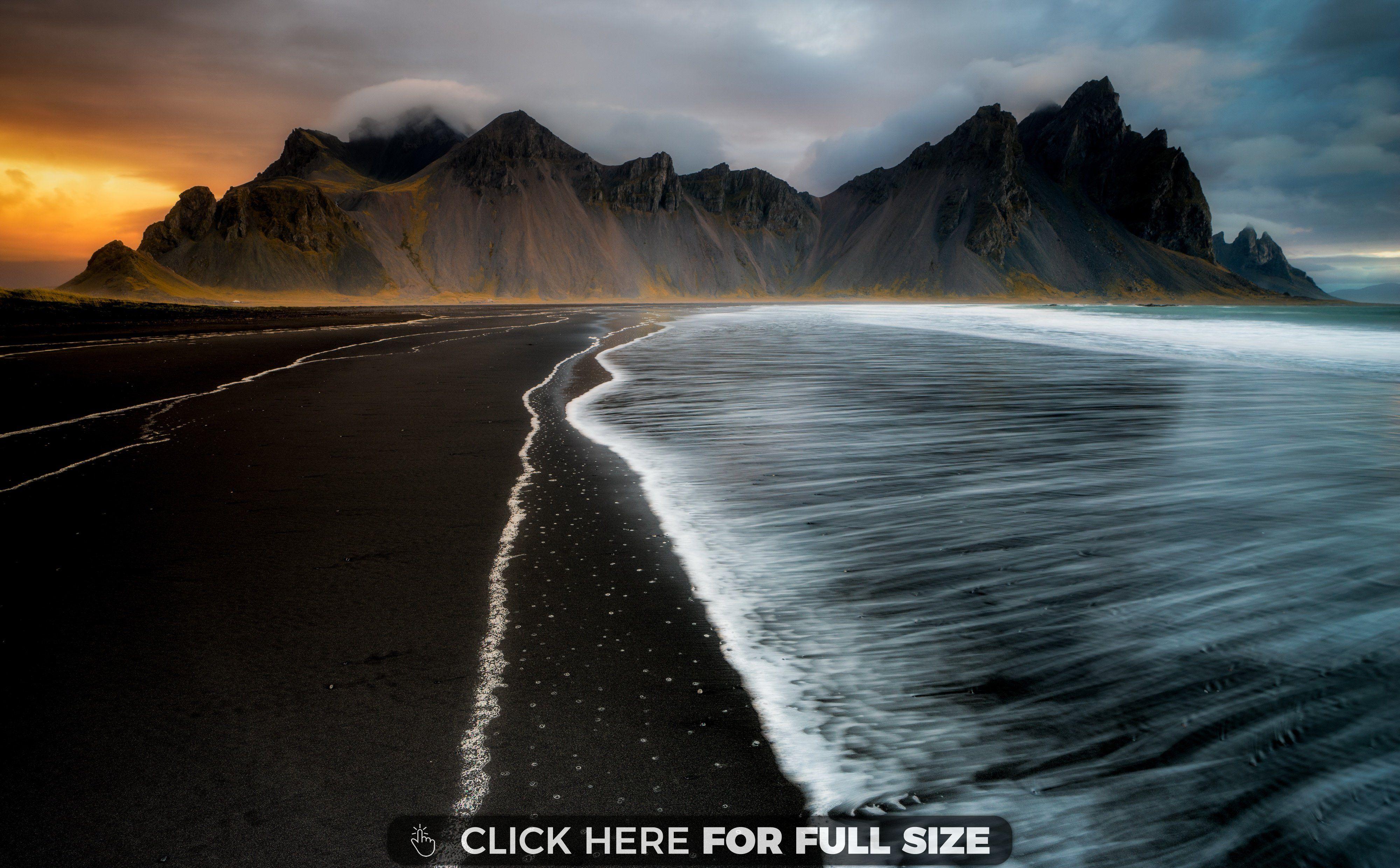 Black Sand Beach Iceland 4K wallpaper Berge Landschaft Berg