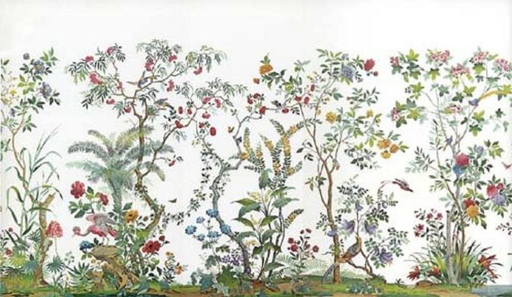 Dollhouse Miniature Wallpaper Chinoiserie Garden Mural