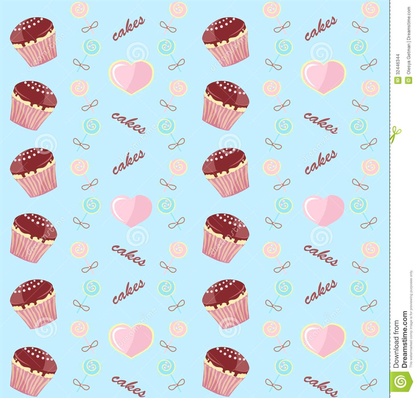 Blue Cupcake Background With Cakes