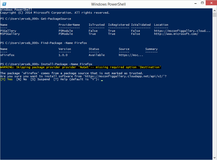 Windows Powershell Using Oneget To Install A Package