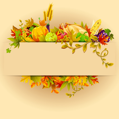 Autumn Harvest Elements Vector Background Set Name