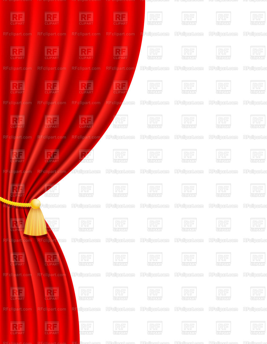 Red Theatrical Curtain Left Side On White Background Vector Image