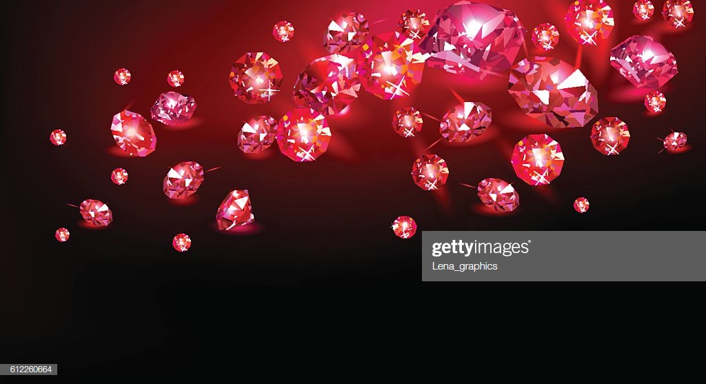 Red Rubies Scattered On A Black Background Vector Illustration