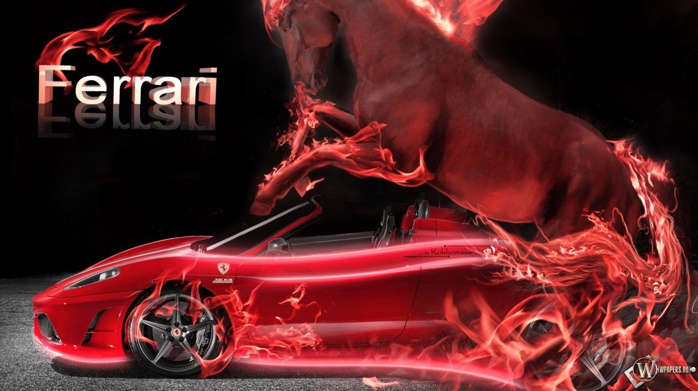Neon Fire Ferrari Red Horse Wheelbarrow Cars Hd Wallpapers mooiste