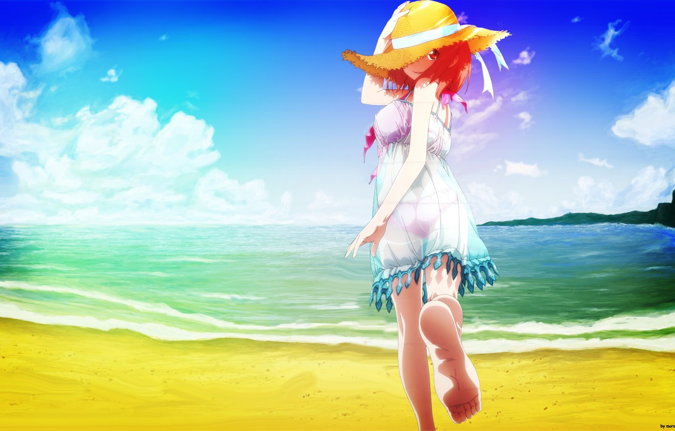 Wallpaper Sea Beach Girl Anime Art Hataraku Maou Sama Image