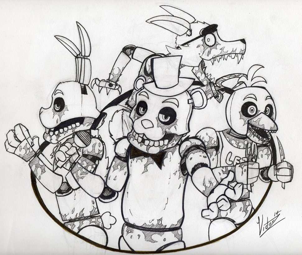 Freddy Fazbears Pizza happy family no color by VictorZ1 on