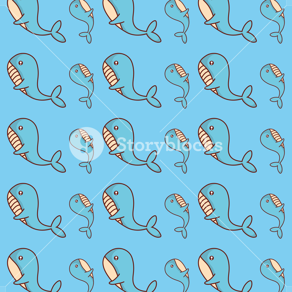 Background Of Cute Whales Colorful Design Vector Illustration