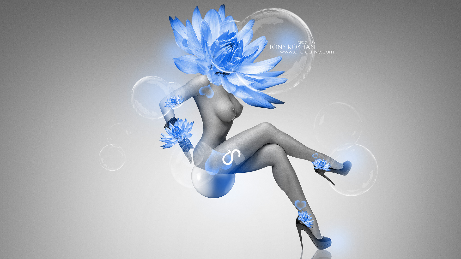 Up V1 Girl Flowers Blue Neon HD Wallpaper By Tony Car Pictures