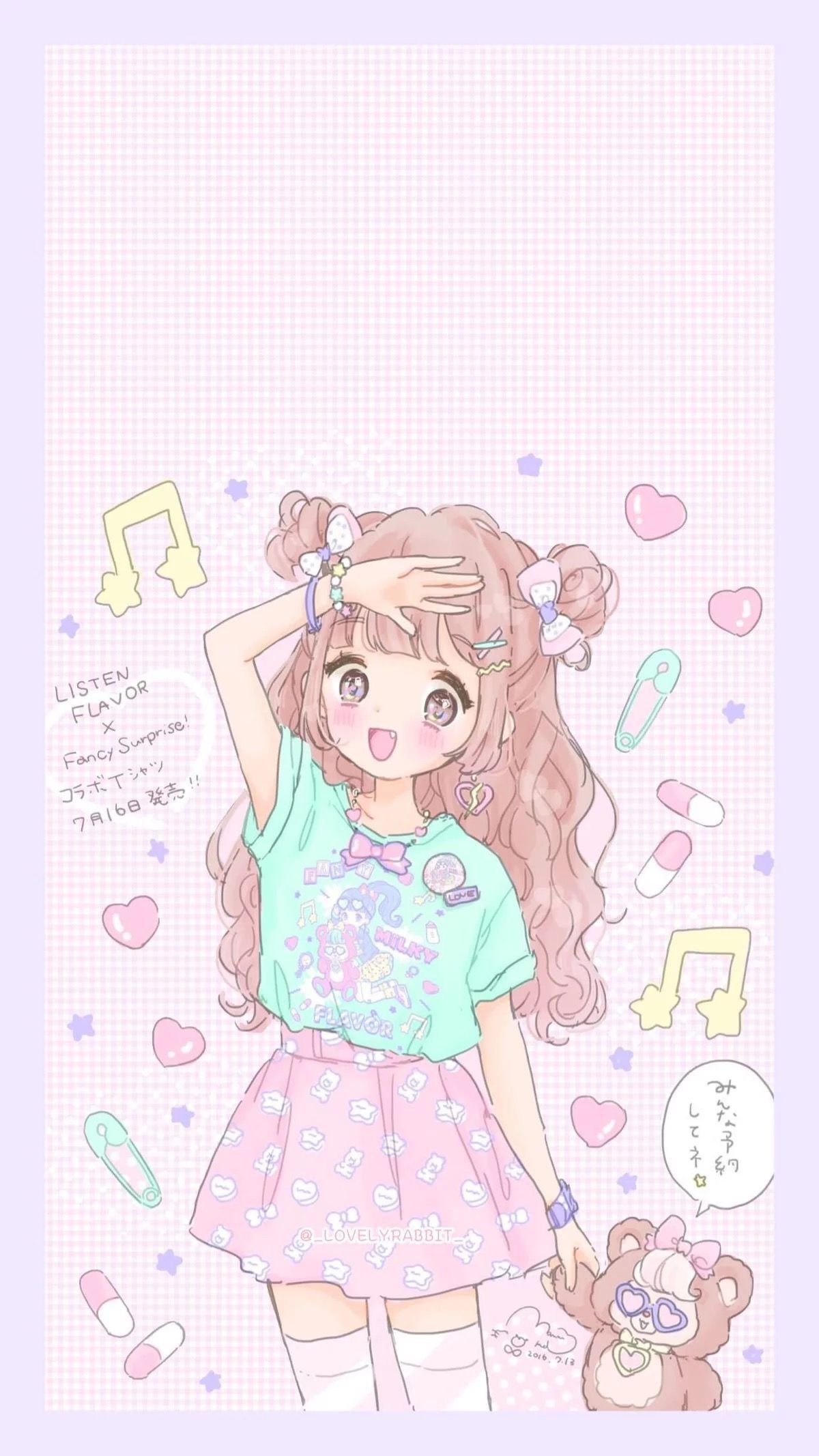 Pastel Anime Cute Phone Wallpaper Ilustrasi Karakter