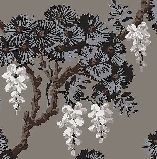 Wisteria Wallpaper A Climbing Print In Black And Grey With
