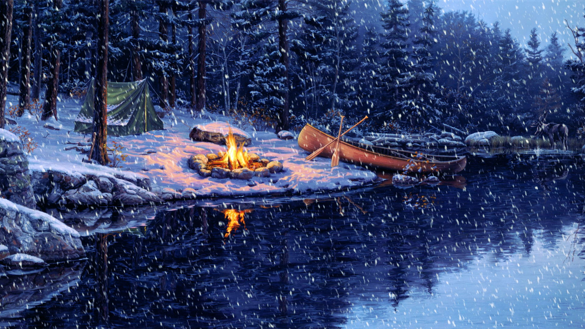 Winter Camping Wallpaper