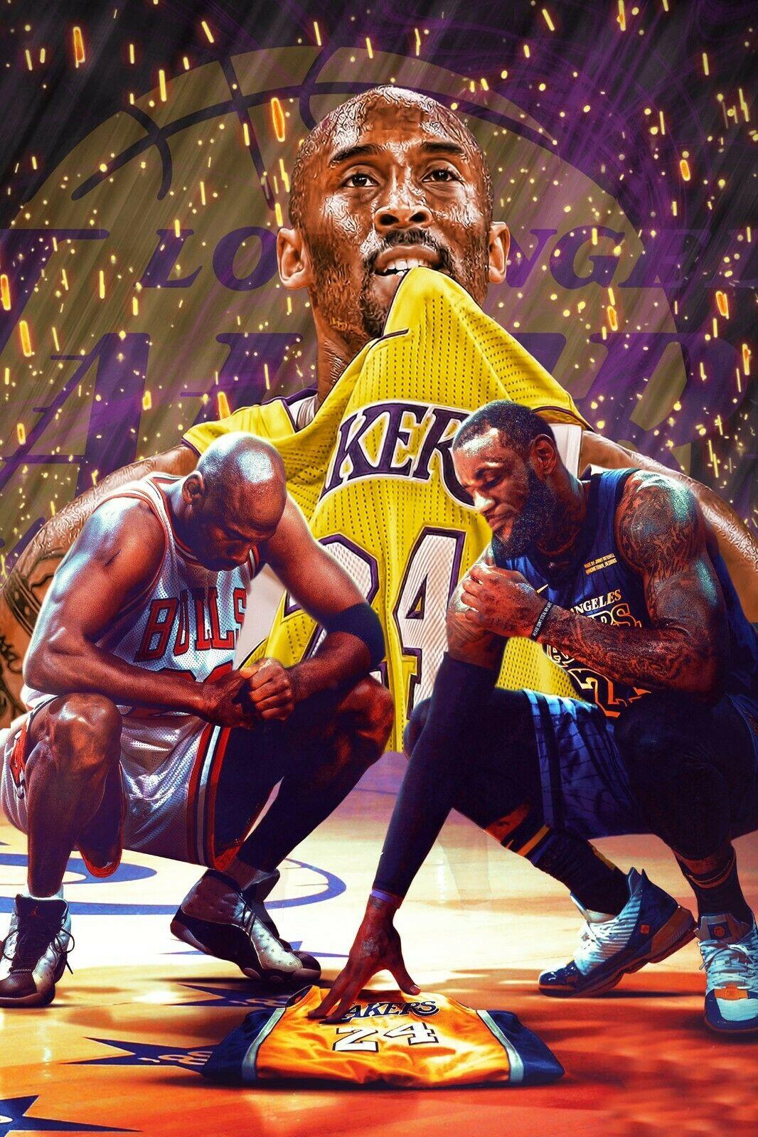 🔥 Free download Kobe Bryant LeBron James NBA Basketball Canvas Framed ...