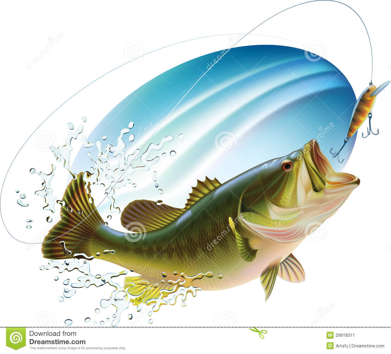 Largemouth Bass Jumping Shield Retro Stock Vector Image