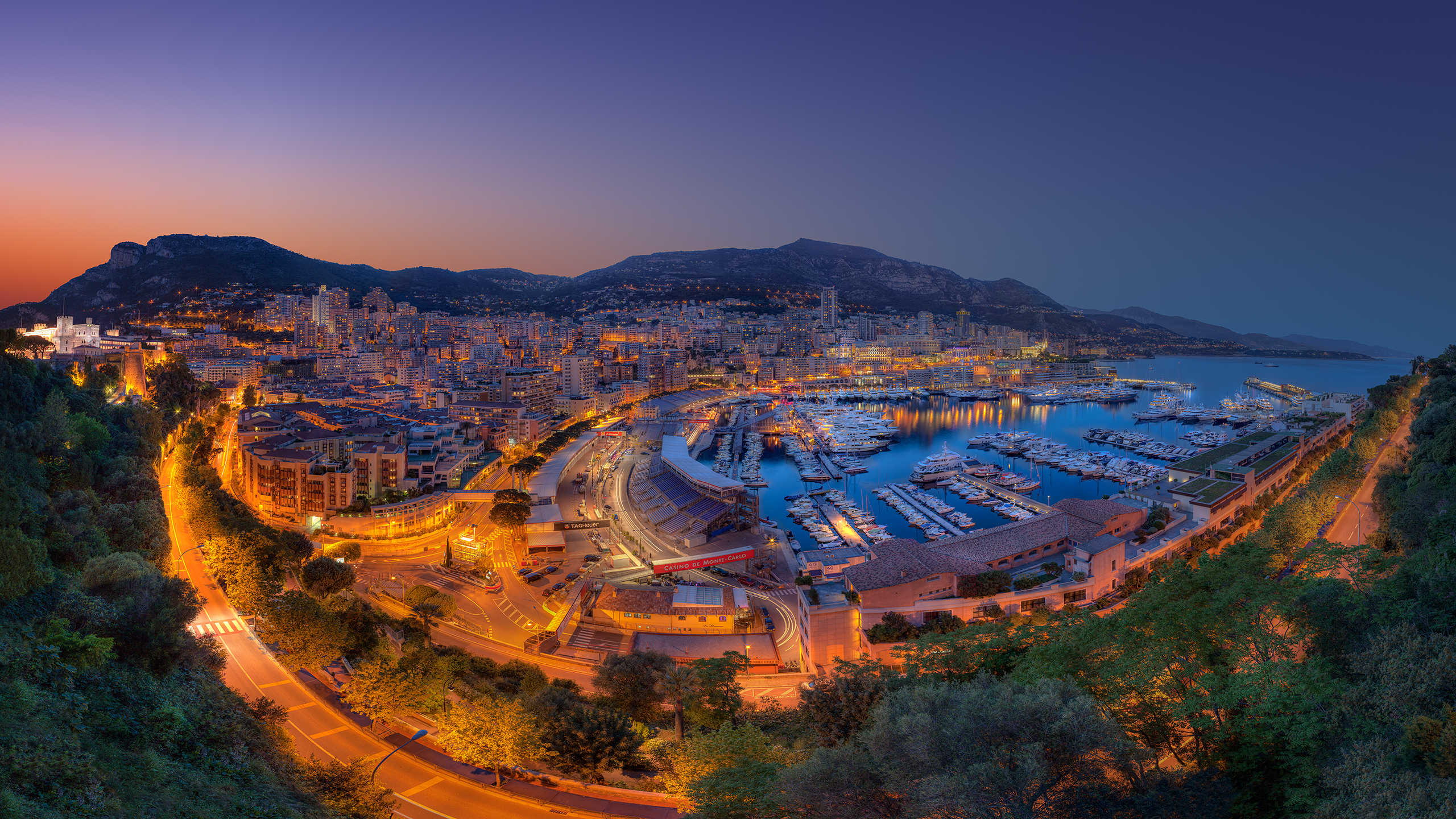 Amazing Monaco City At Night Wallpaper Wide With
