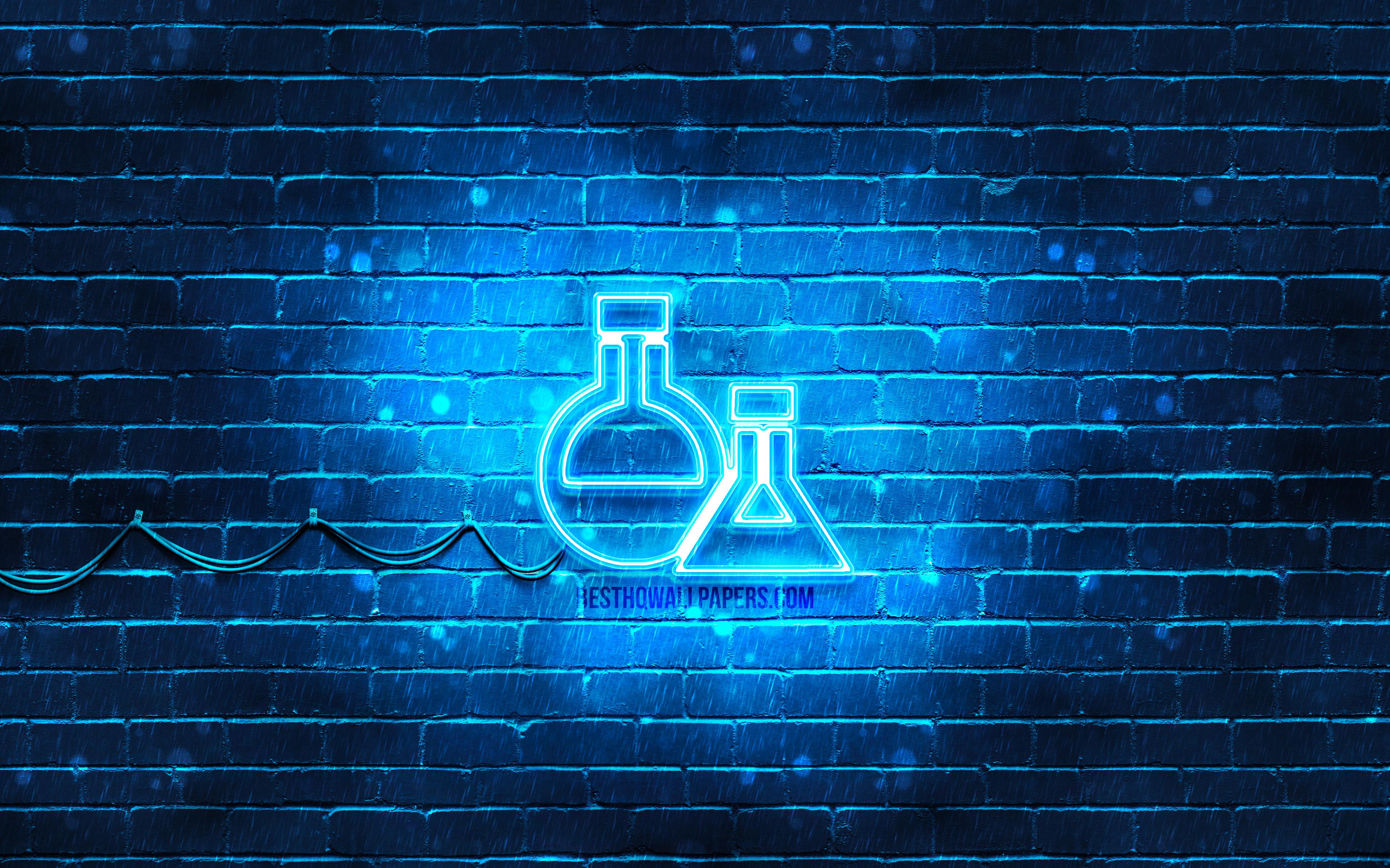 Wallpaper Chemistry Neon Icon 4k Blue Background
