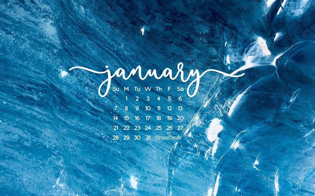 January Blue Desktop Calendar Wallpaper