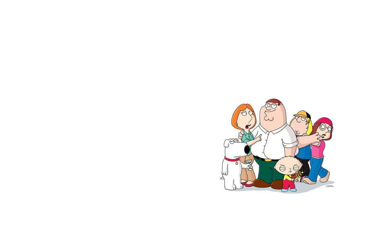 Family Guy Wallpaper A white wallpaper with the whole family on it