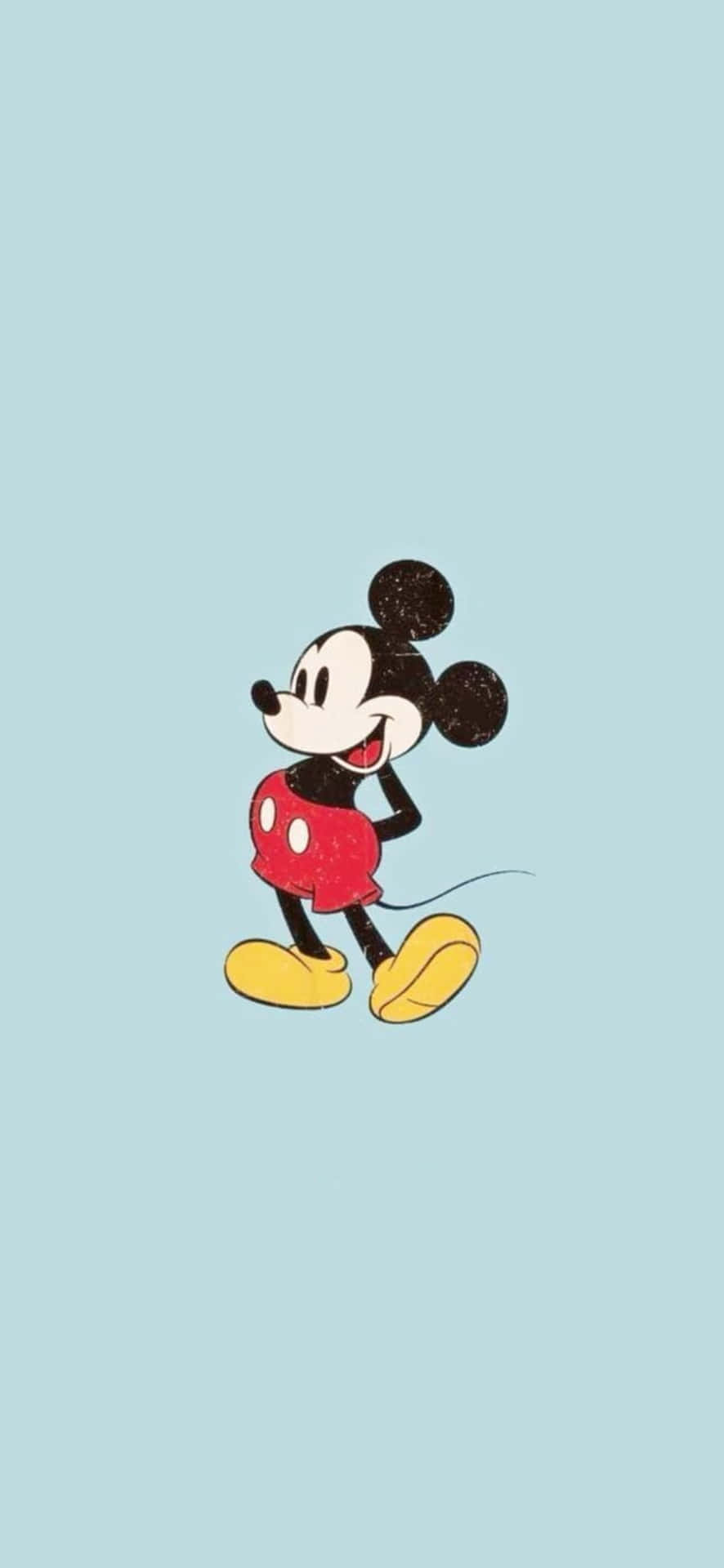 Mickey Mouse Is Running On A Blue Wallpaper