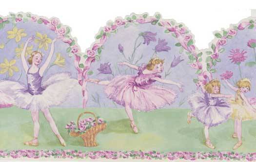 Violet Ballerina Floral Scalloped Wallpaper Border Baby