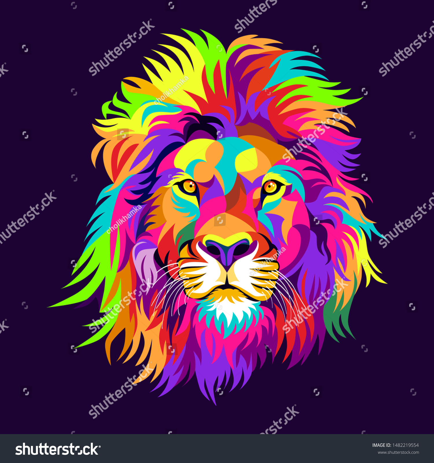 Colorful Lions Modern Pop Art Style Stock Vector Royalty