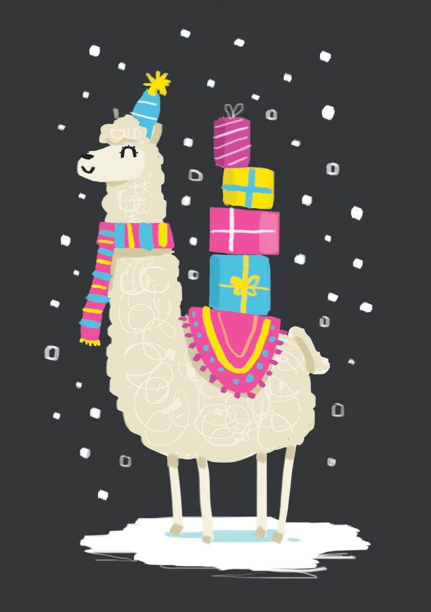 Llama Christmas Illustration Art