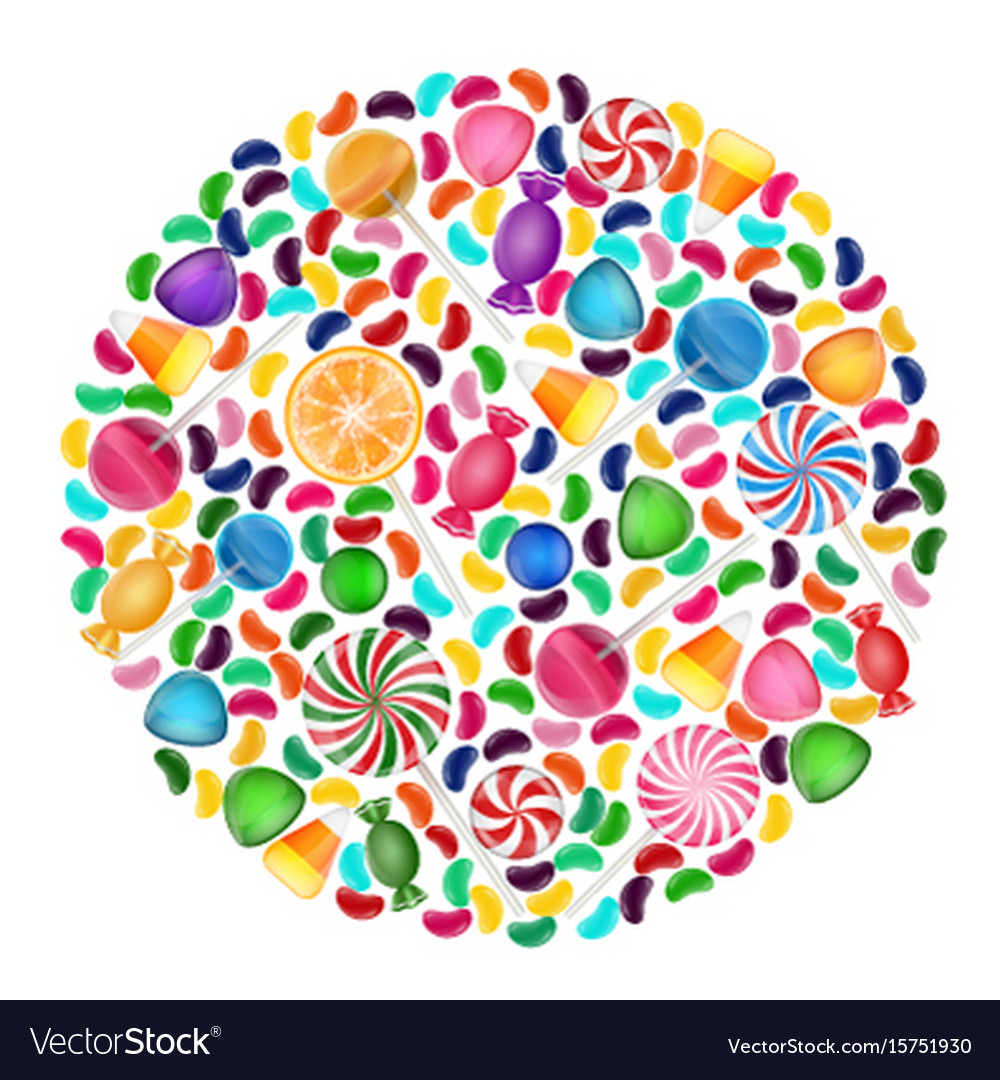 Colorful candy background with concept circle Vector Image