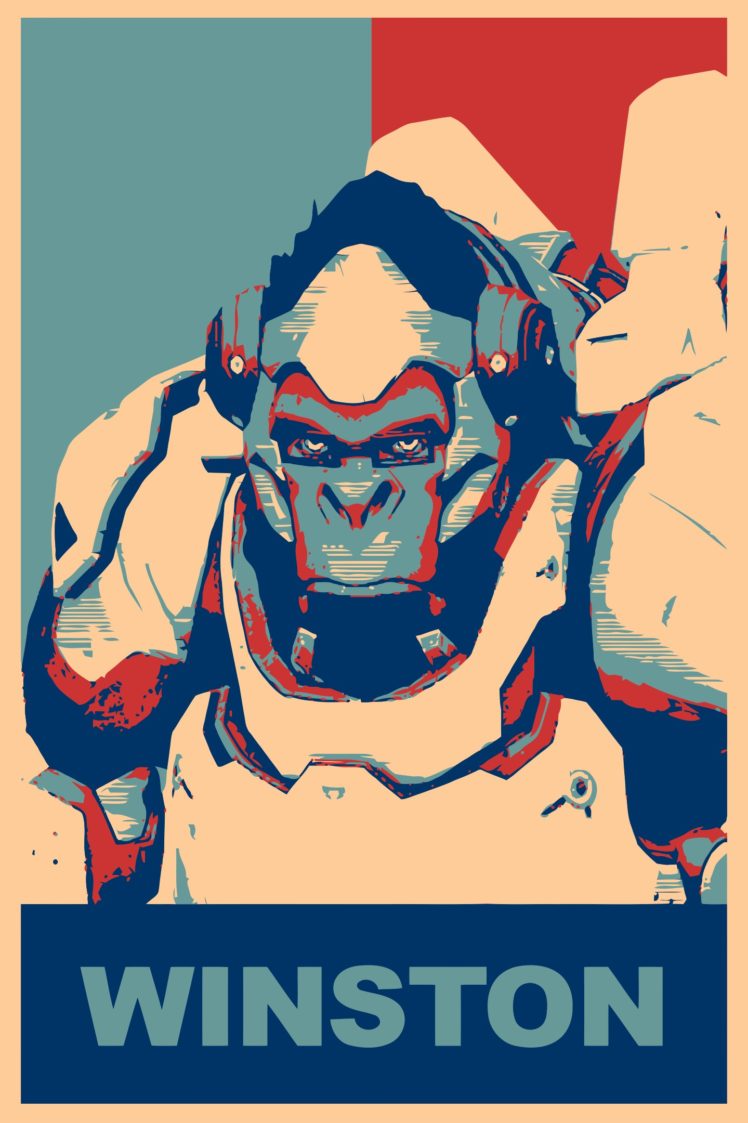Winston Overwatch Propaganda Gamer HD Wallpaper