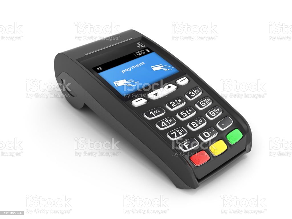Card Payment Terminal Pos Terminal Isolated On White Background 3d