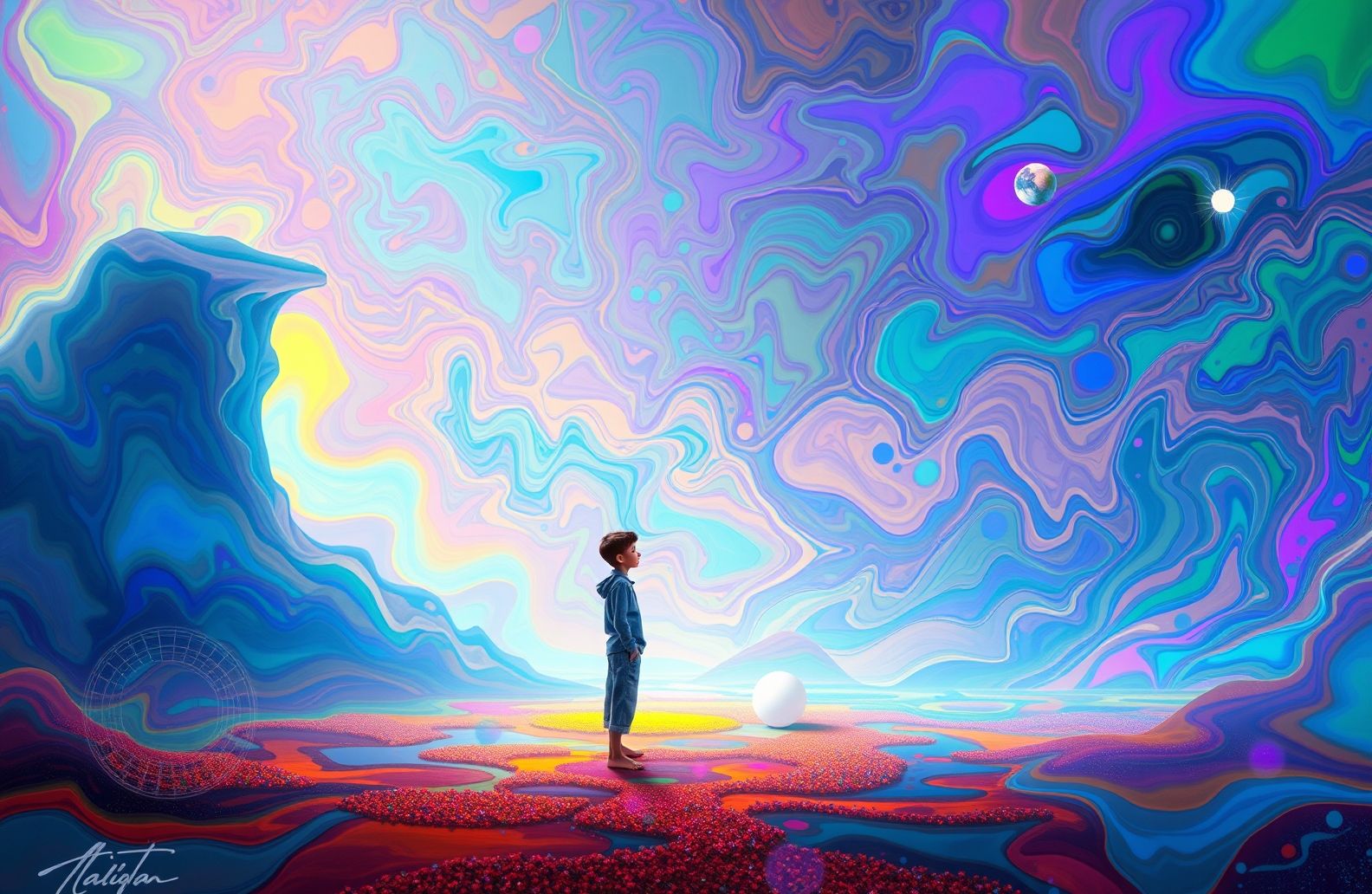 Abostrak Alone Boy Wallpaper