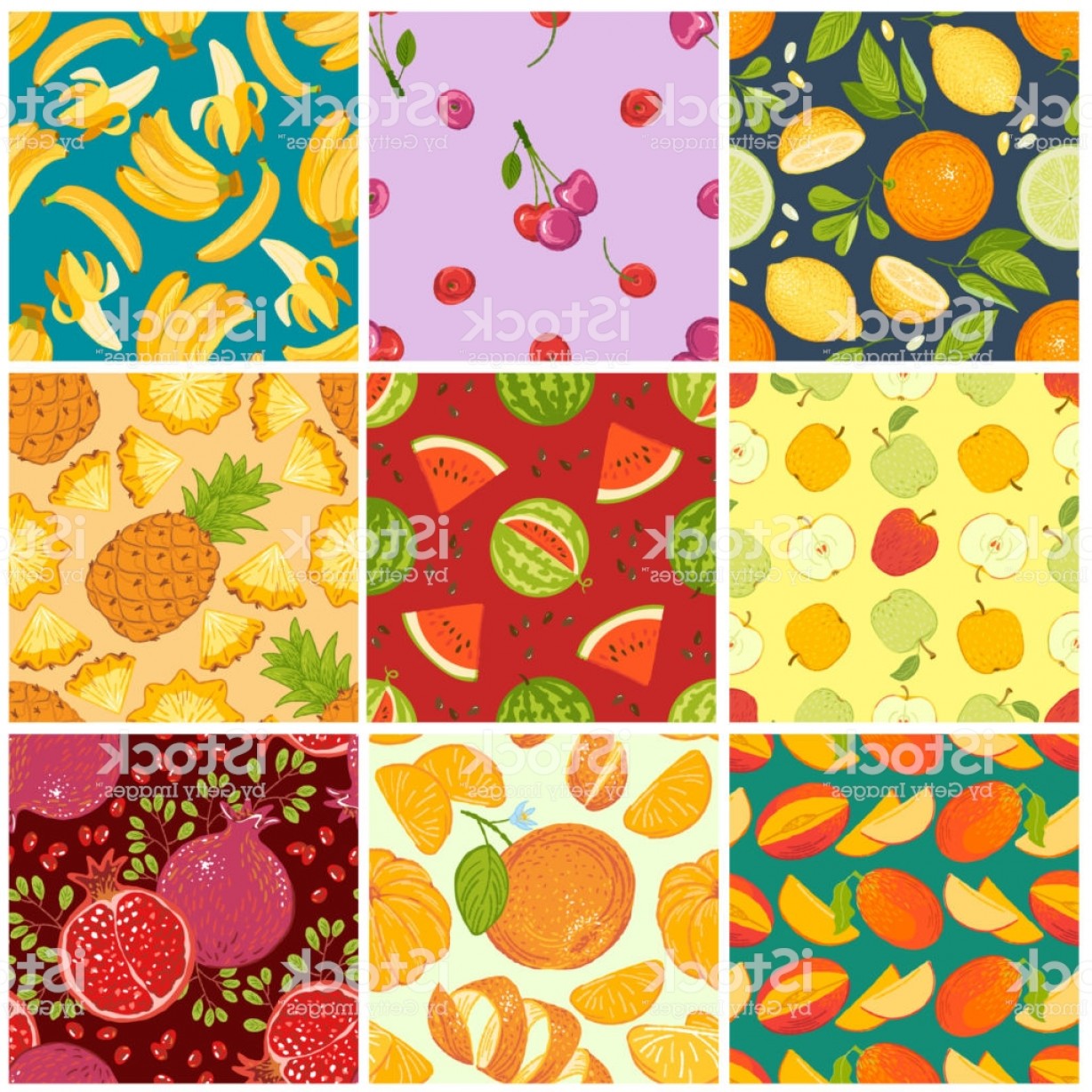 Fruit Pattern Seamless Vector Fruity Background And Fruitful