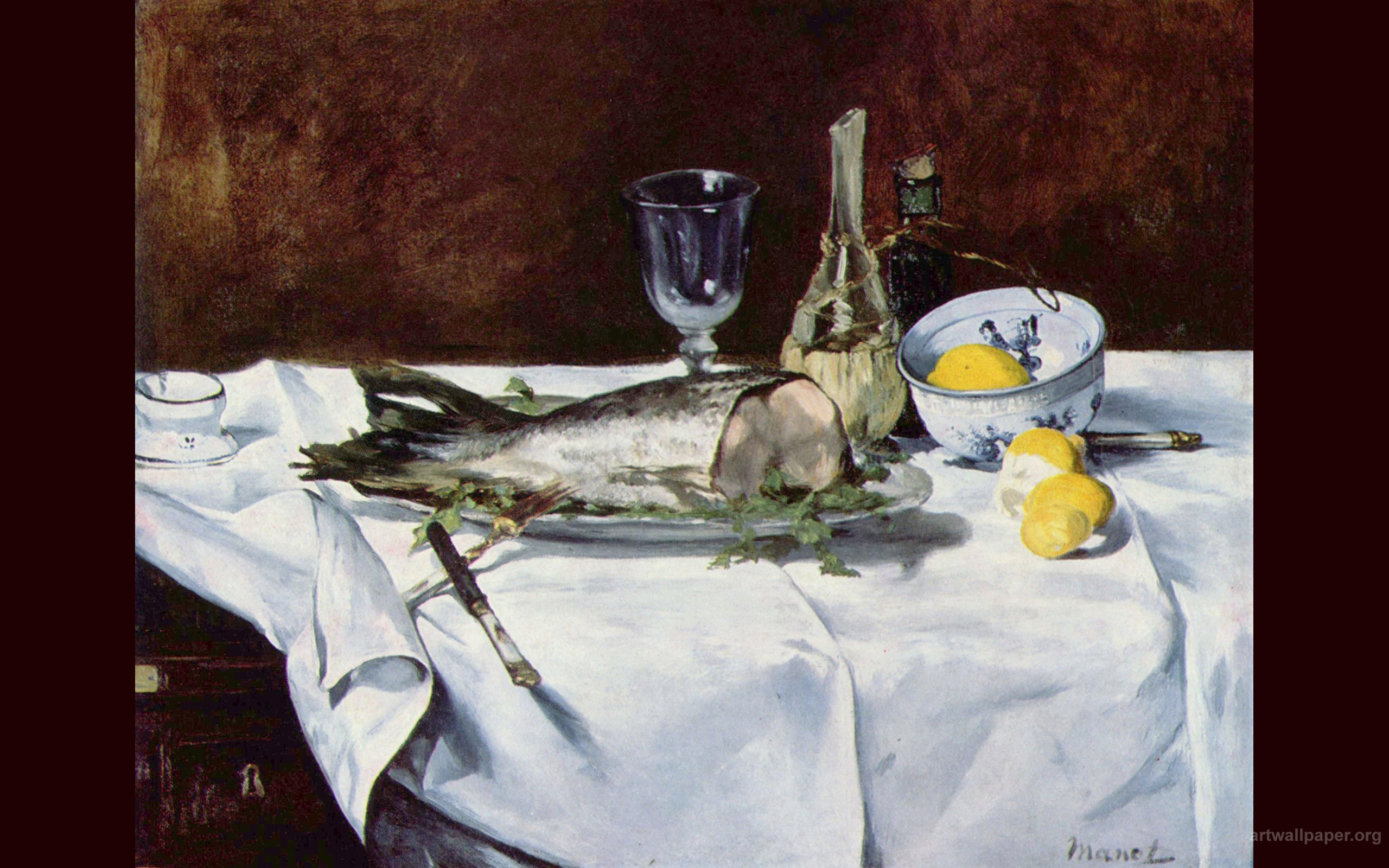 Still Life with Salmon Edouard Manet Wallpapers